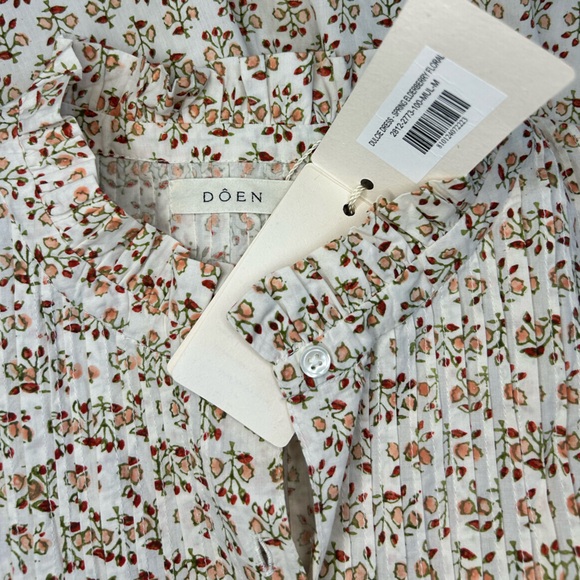 Doen Dulcie Dress Spring Elderberry Floral Long Sleeve Mini Medium Cream Cotton - Picture 9 of 11